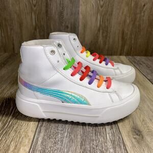 Puma Kaia Mid Irisistable 387109-01 White Sneaker Shoes Kids Youth US Size 4C